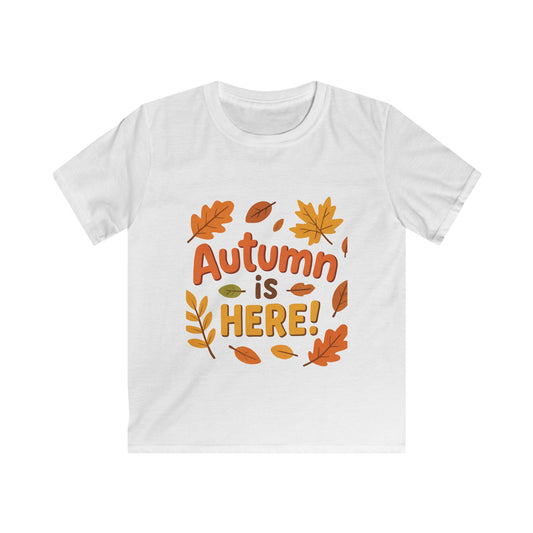 Autumn Kids Softstyle Tee, Fall T-Shirt, Children’s Seasonal Shirt, Halloween Shirt, Thanksgiving Apparel, Cozy Autumn Clothing